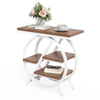LITTLE TREE End Table, Narrow Side Table with 4-Tier Large Storage Space, Modern Bedside Table for Living Room, Home Office, Bedroom, Brown and White - color: Brown and White