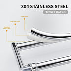 BESy 24 Inch Polished Chrome Towel Racks, Bathroom Towel Shelf with Foldable Towel Bar Holder and Towel Hooks, Wall Mounted Multifunctional Bathroom Accessories, Double Towel Bars - color: Chrome