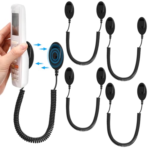4 Pack 43 Inch Magnetic Remotes Control Holder with Spring Ropes Retractable Cord Remote Holder Wall Mount Anti-Loss Remote Control Leash Wall Mount for Projector TV Fan Couch, Bedside Table - size: 43 Inch
