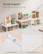SONGMICS Cabinet Organizer Shelf, Set of 3 Kitchen Counter Shelves, Kitchen Storage, Spice Rack, Stackable, Expandable, Snow White and Matte White UKCS220W01 - color: Snow White + Matte White