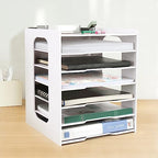 SONGWAY Scrapbook Paper Organizer 12x12-7 Tier File Organizer for Desk, 12x12 Stackable Scrapbook Paper Storage Trays, Desktop File Storage Cube for Home Office School - size: 7 Tier