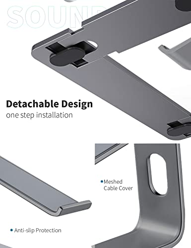 SOUNDANCE Laptop Stand, Aluminum Computer Riser, Ergonomic Laptops Elevator for Desk, Metal Holder Compatible with 10 to 15.6 Inches Notebook Computer, Black - color: C-Grey, size: For 10 to 15.6 Inches Laptop