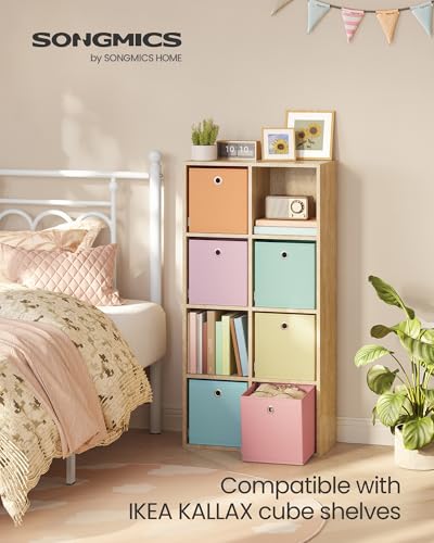 SONGMICS Storage Cubes, Set of 6 Odorless Foldable Storage Boxes, 10.2 x 10.2 x 11 Inches, Closet Organizers for Shelf, Rainbow Storage Bins, Colorful Fabric Bins for Bedroom, Living Room URFB226X01 - color: Multi-color 1, size: S (10.2"L x 10.2"W x 11"H)