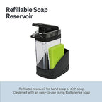 Casabella Sink Sider Solo Kitchen Soap Pump and Sponge Caddy, Black/Chrome - 2-in-1 Soap and Sponge Caddy, One-Hand Soap Dispensing, Ergonomic Design, Easy to Refill and Clean, Efficient Size - color: Black/Chrome