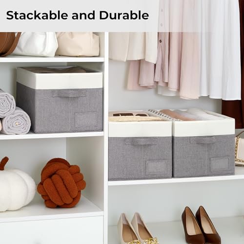 GRANNY SAYS Storage Baskets for Shelves, Fabric Storage Bins for Clothes, Closet Organization Bins, Collapsible Storage Bins with Handles, Decorative Storage Box, Large, 3-Pack - color: White&Gray, size: Large