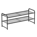 SUFAUY 2-Tier Mesh Shoe Rack, Closet Metal 33" Wide Shoe Shelf Heavy Duty, Black - color: Black, size: 2 Tier