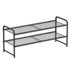SUFAUY 2-Tier Mesh Shoe Rack, Closet Metal 33" Wide Shoe Shelf Heavy Duty, Black - color: Black, size: 2 Tier