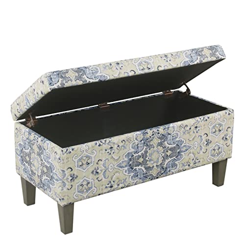 HomePop Large Decorative Storage Bench - Antiqued Blue - color: Antiqued Blue
