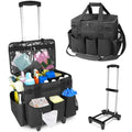 LIWSHWZ Rolling Cleaning Caddy Bag with Detachable Trolley & Lid,for Cleaning Supplies Organizer,Portable Large Cleaning Bag with Wheels for Housekeepers,with Shoulder Strap and Thickened Trailer Leg