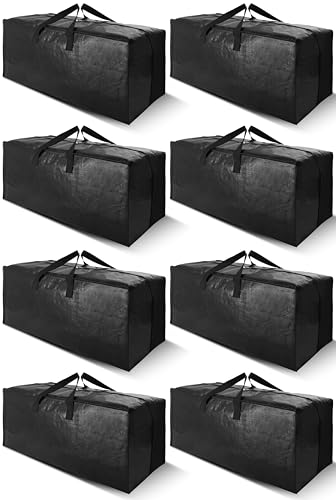 Cosy Family 8 Pack Heavy Duty Extra Large Moving Bags with Backpack Straps - Strong Handles & Zippers, Storage Totes For Space Saving, Fold Flat, Alternative to Moving Box (Set of 8, Black) - color: Black, size: 24 gal-Pack of 8