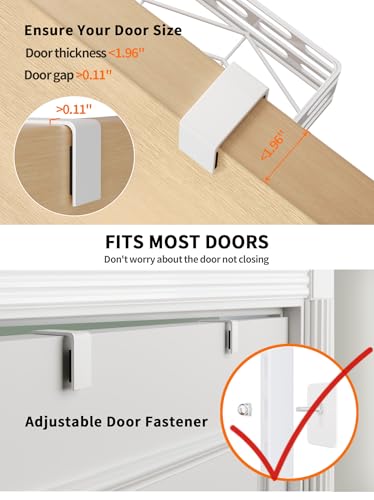 Over the Door Pantry Organizer, Pantry Organization and Storage, 8 Tier Pantry Door Spice Rack Organizer, Metal Over Door Organizer Home Office Laundry Room Bathroom & Kitchen Organization, White - color: WhiteOpenwork, size: 8-Tier