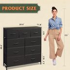 WLIVE 9-Drawer Dresser, Fabric Storage Tower for Bedroom, Hallway, Entryway, Closet, Tall Chest Organizer Unit with Fabric Bins, Steel Frame, Wood Top, Easy Pull Handle, Charcoal Black - color: Charcoal Black
