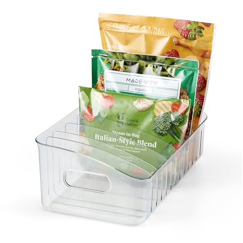 YouCopia FreezeUp Freezer Bin 15", BPA-Free Clear Fridge Organizer with Adjustable Dividers and Handles for Frozen Food and Leftovers - size: 15" Deep