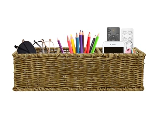Remote Control Holder with Compartments, Multi-Slot Desk Organizers for Office Supplies, Pen Organizer for Desk,Makeup Brush Holder, Modern Stationary Organizer for Living Room or Home Office
