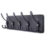 SKOLOO Rustic Wall Mounted Coat Rack: 16" Stud Spacing, Pine Real Wood Plank Wall Coat Rack with 5 Triple Hooks, Farmhouse Coat Hanger Wall Mount for Hanging Backpack Jacket Coat Hat - color: Black Plate & Black Hook, size: 1 Item-5 Hooks