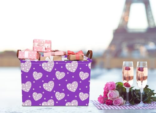 NTAOHAMPER Mothers Day Gifts Purple Love Fabric Storage Basket Empty with Handles, Books Box, Baby Shower Baptism Lovely Storage24L(Purple Love) - color: Purple Love