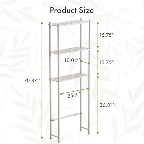 AmazerBath Over The Toilet Storage Bamboo, Bathroom Over Toilet Organizer Rack, 3-Tier Over Toilet Shelf, Space Saver, White - style: White-3-tier
