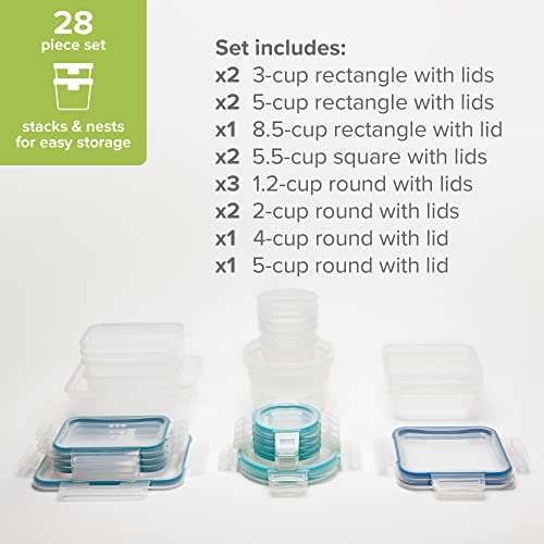 Snapware Plastic Total Solutions (14-Pack, Mixed Sizes) Food Storage Containers Set, Airtight & Leakproof Plastic Locking BPA-Free Lids Tupperware, Freezer Dishwasher Microwave Safe - size: 14 Pack, style: Mixed Sizes