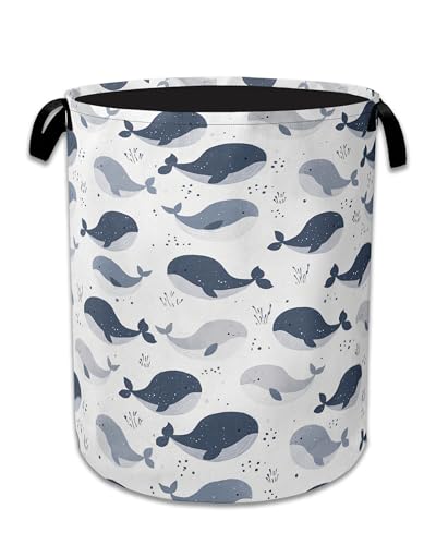 Cartoon Whale Laundry Basket Collapsible Laundry Hamper with Handle, Oxford Clothes Toy Storage Bin for Bathroom Bedroom Room Decor, Gift Basket 16" X 20.8" - color: Cartoon Whale