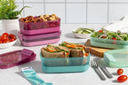 Ello 2-Pack Lunch Stack Plastic Food Storage Container Bento Box with Airtight, Leak-Proof Locking Plastic Lids and Silicone Base, BPA-Free, Freezer, Microwave, and Dishwasher Safe, Raspberry - color: Raspberry