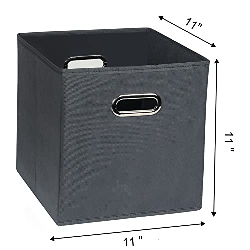 Fabric Cloth Storage Bins,Fabric Cube Organizer with Dual Handles Foldable Cube Storage Baskets for Home Bedroom Storage,Set of 6, Gray - color: Gray, size: 6 Pack