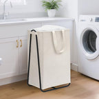 STORAGE MANIAC Laundry Hamper with Metal Rack, Large Laundry Basket with Triangle Frame, Collapsible Dirty Clothes Hamper with Handles for Dorm, College, Small Space, Closet, Bedroom, Beige - color: Beige