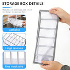 Wardrobe Clothes Organizer for Drawers - 7 Grids Mesh Pants Storage Box, Foldable Closet Compartment Separators for Jeans, T-Shirts, Leggings & Sweaters, Washable Clothing Divider (Gray, 1 Pack)