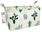 FANKANG Storage Basket,Nursery Hamper Canvas Laundry Basket Foldable with Waterproof PE Coating Storage, Office, Bedroom, Clothes,Toys (L, Rec-Cactus) - color: Rec-Cactus