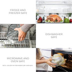 4800 ML / 163 oz / 21 Cup LARGE Glass Food Storage Container with Airtight Locking Lid. Ideal Storing food, Vegetables, Fruits. Baking Casserole, Lasagna, Roasting Turkey, Chicken BPA Free Oven Safe - size: 4800 ml