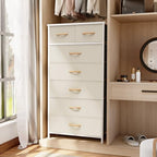 Crestlive Products Vertical Dresser Storage Tower - Sturdy Steel Frame, Wood Top, Easy Pull Fabric Bins, Wood Handles - Organizer Unit for Bedroom, Hallway, Entryway, Closets - 7 Drawers (Beige) - color: Beige, style: 7 Drawers
