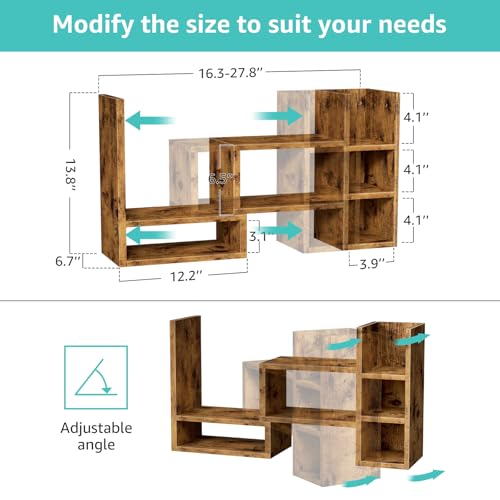 NUTIKAS Desk Shelves Desktop Organizer Shlef - Rustic Office Organization for Top of Desk Organizers and Accessories Corner Bookshelf Table Top Shelving Small Hutch Decorations for Office - color: Rustic