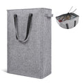 Odonata Slim Laundry Hamper Handles Collapsible Laundry Basket Thin Dirty Clothes Basket Narrow Laundry Bag Foldable Dirty Hamper 45L (Heather Grey) - color: Heather Grey