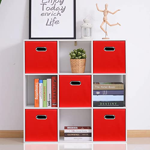 Fabric storage bins Cubes, Fabric Cube Organizer with Handle, Foldable Cube Bins for Cloth or Accessary Storage, 11x11x11, Set of 3, (Red) - color: Red, size: 3 Pack