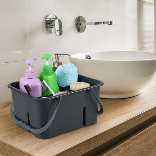 Plastic Cleaning Caddy with Handle, Portable Plastic Storage Caddy Organizers, Gray, F