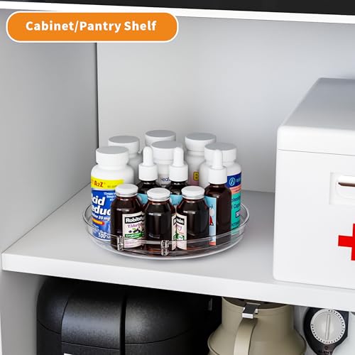 9.5" W Acrylic Clear Lazy Susan Turntable for Cabinet,Kitchen Countertop,Refrigerator and Pantry Organization Storage,1 Tier Small Spinning Organizer for Vitamin,Medicine,Spice Rack & Organization - size: 9.5"W-1Tier-1 Pack