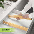 Fyvva Drawer Divider, Adjustable Bamboo Kitchen Drawer Organizer, Spring Loaded Drawer Organizer, Dresser Separators for Kitchen, Bathroom, Clothes, Office Desk Storage (Natural, 8 Pack Large) - size: 8 Pack Large