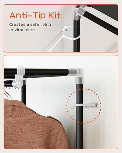 CASAMAYA Portable Closet, 61.8 Inch Large Capacity Wardrobe Closet with Cover, Clothes Storage Organizer with Shelves and 2 Hanging Rods, Easy to Assembly, Black PCT222B01 - size: 61.8"L x 17.7"W x 70.9"H