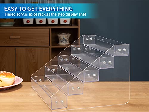 Acrylic Spice Rack, Tiered Spice Rack Shelf Seasoning Organizer for Countertop, Cabinet, Pantry, Kitchen Storage - 5 Tier, 2PCS - color: 2PCS, size: 5Tier