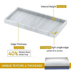 Bathroom Counter Tray,EG-SIPRO High-Grade Thickened Silicone Bathroom Vanity Tray,Shatterproof Durable Rectangle Bathroom Tray Soap Dispenser Tray for Bathroom Countertop,Small+Large (EGTRAY) - color: Marble Pattern, size: 7.8" x 3.9" x 0.8" + 10.6" x 5.1