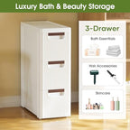 3 Drawers Narrow Storage Cabinet, Slim Bathroom Storage Cabinet, Plastic Rolling Cart Organizer for Small Spaces, Laundry, Office, Home, White - size: 3 Drawer