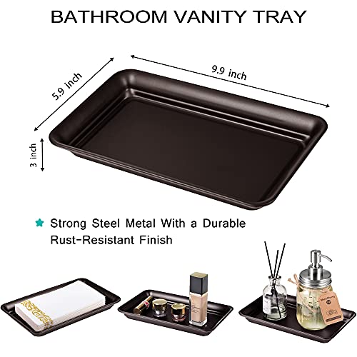 Vintage Farmhouse Decor Metal Vanity Tray (4 Pack), Countertop Guest Hand Towel Paper Storage Organizer Tray Dispenser, Sturdy Holder for Perfume,Cosmetics, Jewelry, Makeup Bathroom Organizer (Bronze) - color: Bronze, size: 4 Pack (9.9" x 5.9" x 1.1")