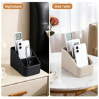 Remote Control Holder, PU Leather Nightstand Organizer Bedside Caddy with 3 Compartments, Small Desk Organizer for Remote/Pen/Glasses/Phone (Black) - color: Black