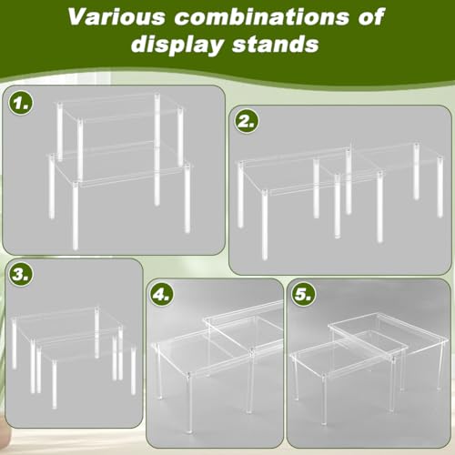 Clear Cabinet Organizer, 4 Pack Acrylic Cabinet Organizer and 1PC Acrylic Display Box, Stackable Spice Rack Organizer Shelf for Kitchen Dishes, Spices, Soda Cans and Bottles