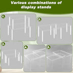 Clear Cabinet Organizer, 4 Pack Acrylic Cabinet Organizer and 1PC Acrylic Display Box, Stackable Spice Rack Organizer Shelf for Kitchen Dishes, Spices, Soda Cans and Bottles