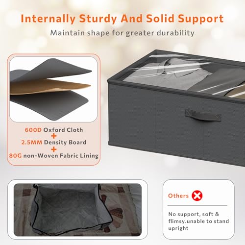 Under Bed Storage Containers, 10 Inches Tall 80L, Foldable Underbed Storage Bags, Closet Organizers and Storage Bins for Clothes and Blankets, Sweaters, Shoes,2-Pack (Black, 31.5x15.8x10 In) - color: Black