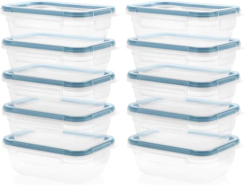 Snapware Total Solutions (3 Cup) Plastic Food Storage Containers Set, Airtight & Leakproof Locking BPA-Free Lids Tupperware, Freezer Dishwasher Microwave Safe (Pack of 10) - size: 10 Pack, style: 3 Cup