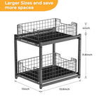 Under Sink Organizer, 2-Tier Pull Out Cabinet Organizer, Kitchen Bathroom Organizer and Storage, Spice Rack for Kitchen, Multi-use Sliding Drawers Shelves, Pack of 2