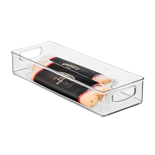 iDesign Slim Extra Long Clear Storage Bin, Narrow Stackable Organizer for Kitchen or Pantry - size: 16 x 6 x 3, style: Pack of 1