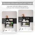 Black Bathroom Cabinet with Towel Rack, Bathroom Wall Cabinet with 2 Doors and Adjustable Shelf, Medicine Cabinet Wall Mount, Over The Toilet Storage - color: Black Bathroom Cabinet With Towel Rack