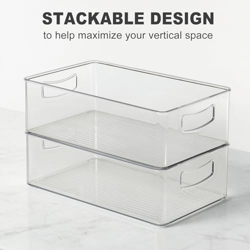 Heyuzb Set of 8 Clear Fridge Organizer Bins, Stackable Refrigerator Organizers and Storage for Fridge, Freezer, Pantry, BPA Free - size: 8 Pack Stack